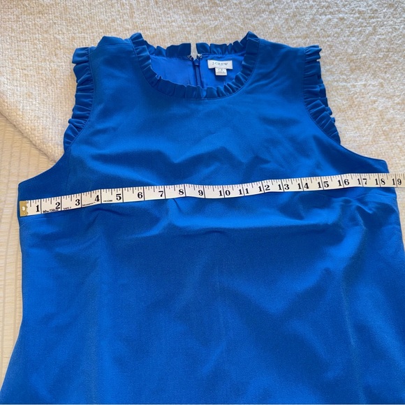 NWT J Crew Blue Ruffle Neck Sleeveless Dress 12 - Picture 2 of 7